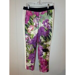 TRINA TURK Floral Print Silk Blend Straight Leg Pants Women's Size 2